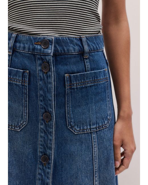 ME+EM Blue Panelled Denim Maxi Skirt