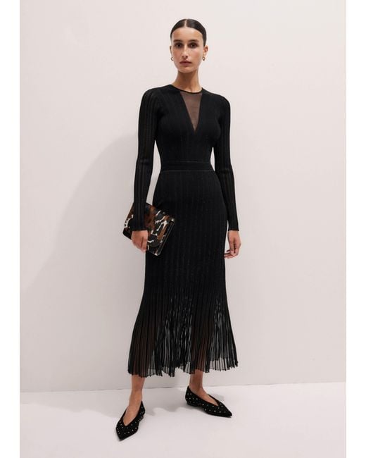 ME+EM Black Conceal + Reveal Metallic Maxi Dress