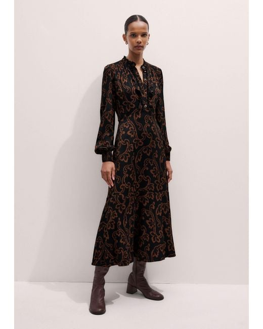 ME+EM Black Floral Scroll Print Maxi Dress + Tie