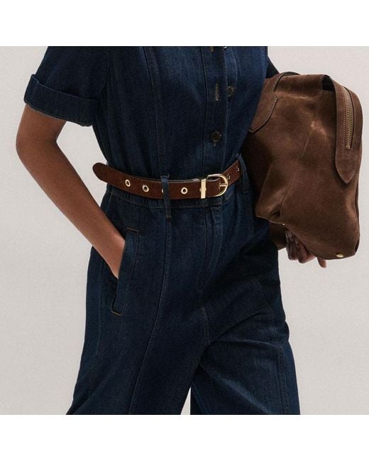 ME+EM Blue Relaxed Wide Leg Jumpsuit + Belt