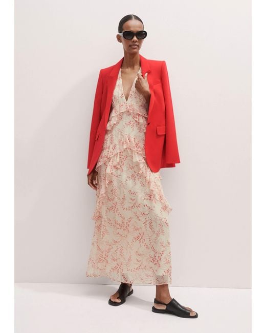 ME+EM Natural Silk Lily Of The Valley Print Ruffle Maxi Dress + Bandeau