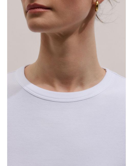 ME+EM White Cotton Rib Long Sleeve Top