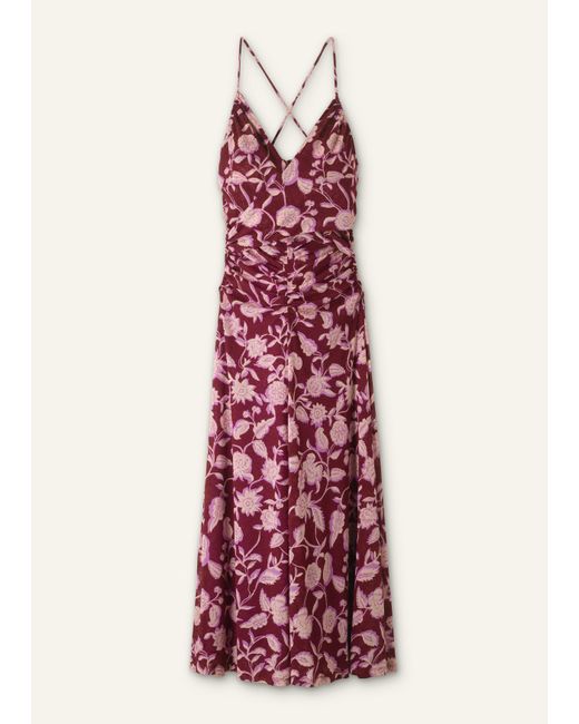 ME+EM Multicolor Midnight Hibiscus Print Ruched Maxi Dress