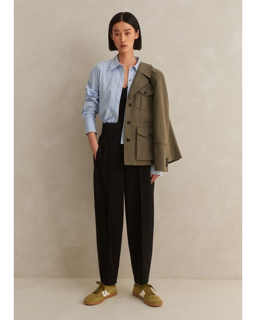 ME+EM Natural Rib Waist Fluid Tapered Trouser