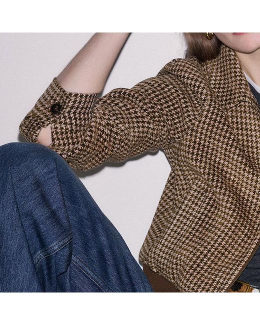 ME+EM Blue Super Soft Houndstooth Bomber