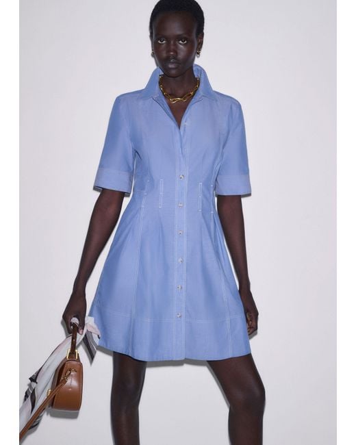 ME+EM Blue Cotton Chambray Mini Shirt Dress + Belt