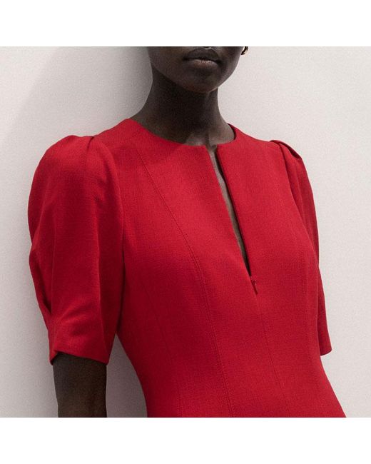 ME+EM Red Panelled Fit And Flare Maxi Dress Ruby