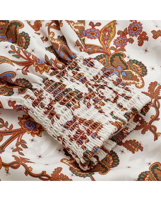 ME+EM Multicolor Silk Ornate Floral Paisley Print Blouse