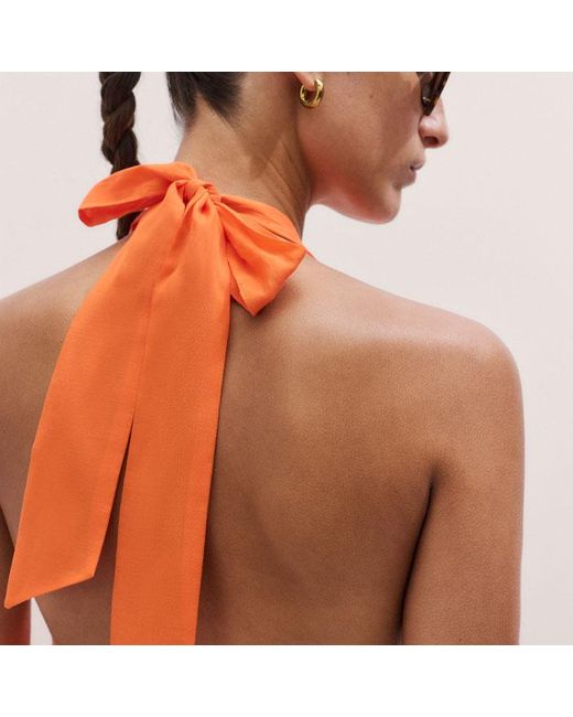 ME+EM Orange Cotton Voile Tiered Maxi Dress