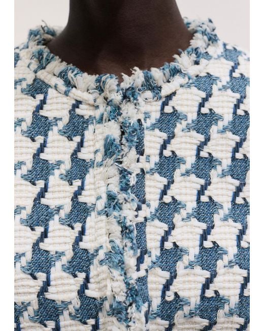 ME+EM Blue Statement Houndstooth Short Jacket-Soft
