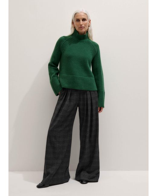 ME+EM Green Cashmere High Neck Statement Jumper