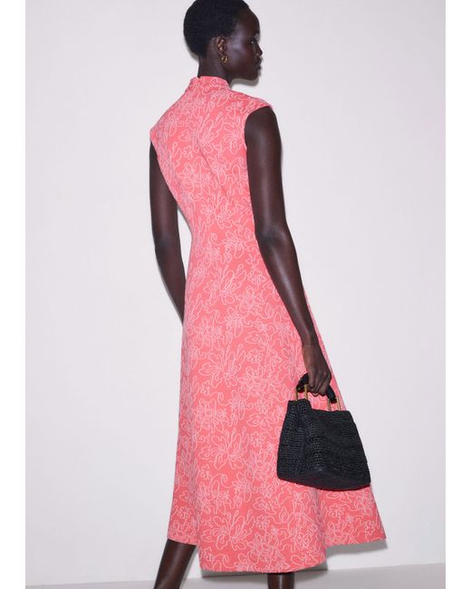 ME+EM Pink Panelled Fit And Flare Maxi Dress Candy Coral-Blush