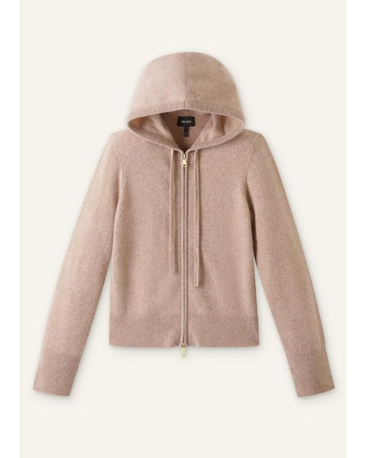 ME+EM Brown Cashmere Two Way Zip Straight Hoody Hazelnut Melange