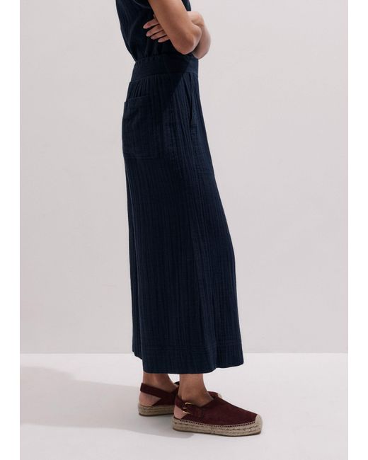ME+EM Blue Wide-Leg Crop Pant