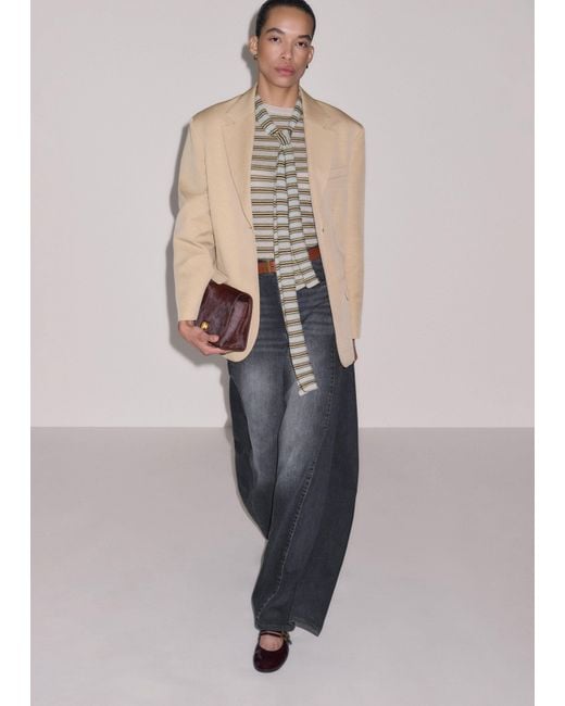 ME+EM Brown Barely There Micro Stripe Slim Tee + Tie