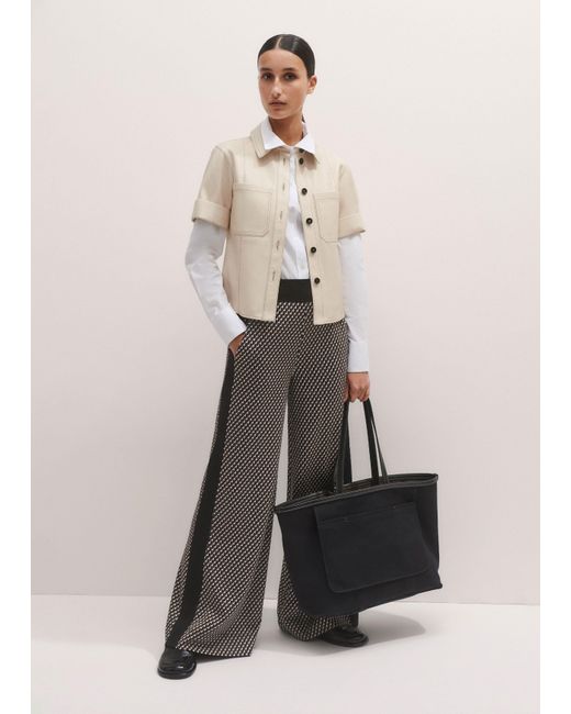 ME+EM Black Travel Tailoring Geo Jacquard Wide-Leg Pant