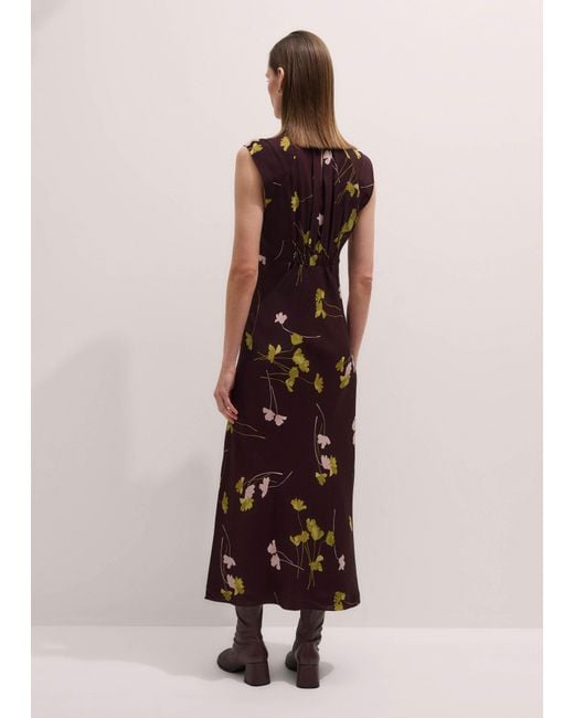 ME+EM Brown Scattered Wild Poppy Print Maxi Dress Bordeaux/Multi