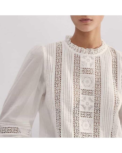 ME+EM White Cotton Voile Lace Top