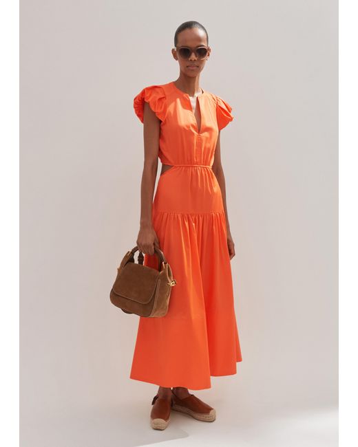 ME+EM Cotton Poplin Cut-Out Maxi Dress in Orange | Lyst UK