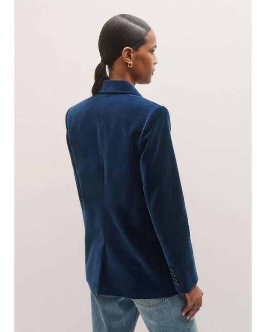 ME+EM Blue Velvet Sharp Shoulder Jacket