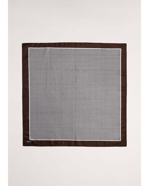 ME+EM Blue Reversible Geometric Print Scarf Chambray-Dark Cocoa