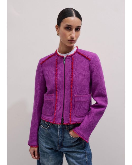 ME+EM Purple Fringe Detail Straight Fit Jacket