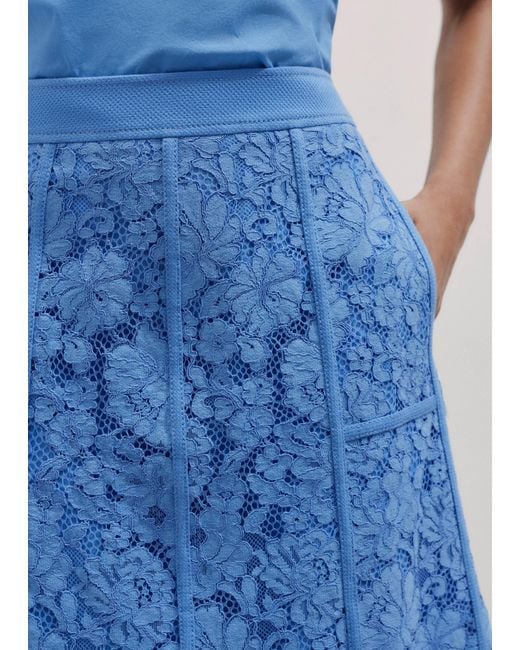 ME+EM Blue Lace A-Line Midi Skirt