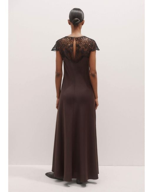 ME+EM Brown Lace Trim Bias Cut Maxi Dress