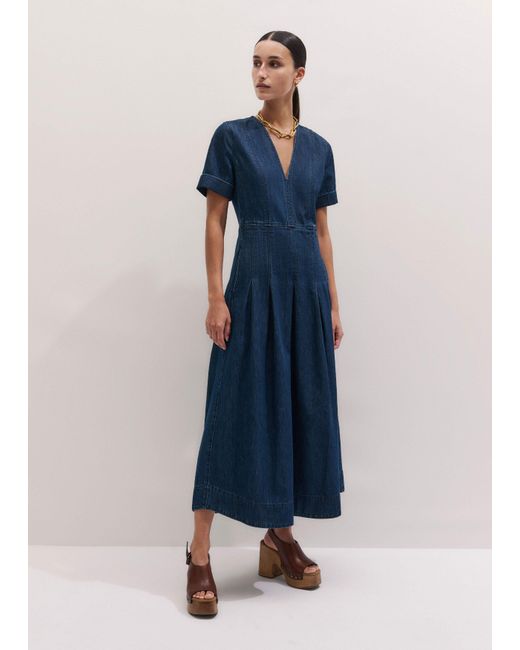 ME+EM Blue Panelled Fit And Flare Maxi Dress