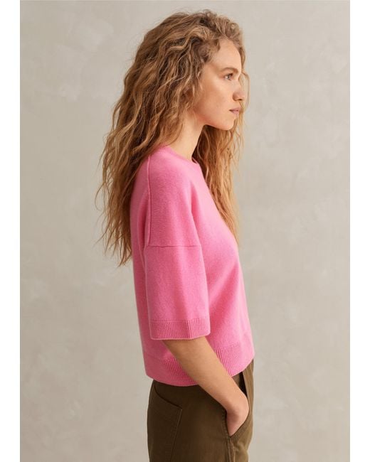 ME+EM Pink Cashmere Relaxed Crop Tee