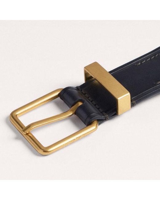 ME+EM Black Stripe Leather Belt