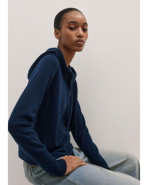 ME+EM Blue Cashmere Relaxed Fit Box Zip Hoody