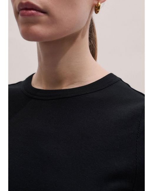 ME+EM Brown Ultimate Fitted Rib Crew Neck Tee
