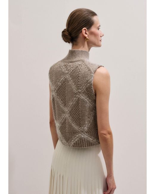 ME+EM Natural Statement Textured Argyle Vest