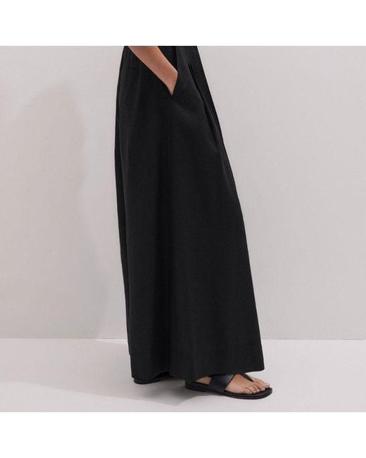 ME+EM Black Crease-Less Linen Cropped Jumpsuit + Belt