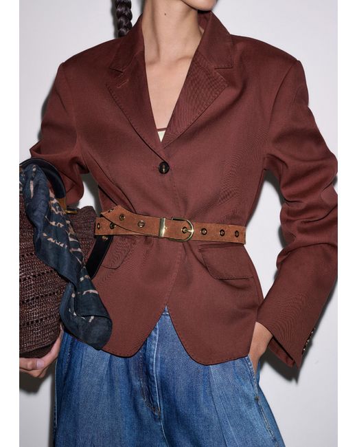 ME+EM Black Reversible Metal Eyelet Hips To Waist Belt-Chestnut