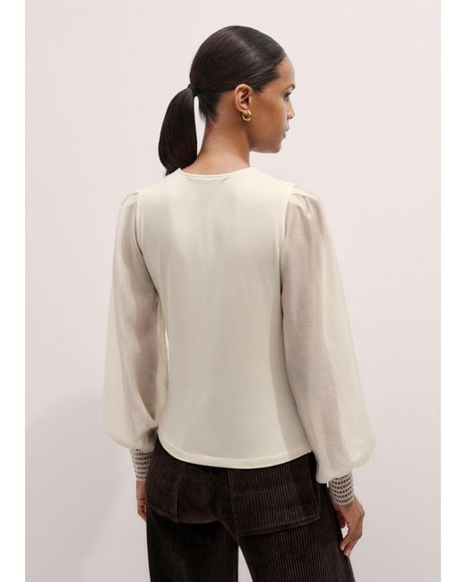 ME+EM Brown Feature Cuff Layering Blouse