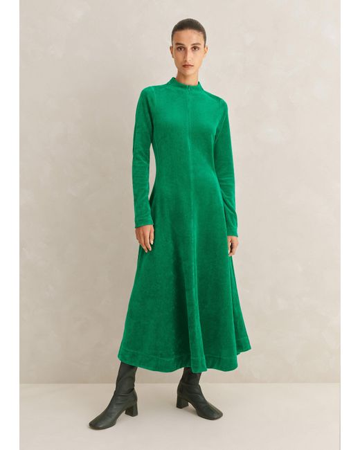 ME+EM Green Perfect Simplicity Stretch Velvet Maxi Dress