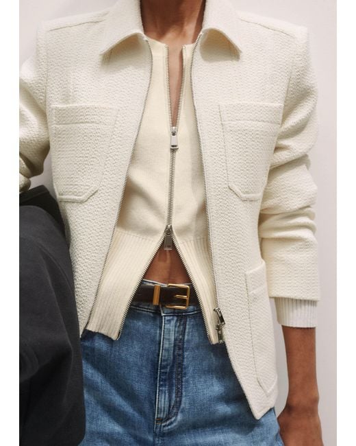 ME+EM Natural The Zip Front Contoured Layering Jacket