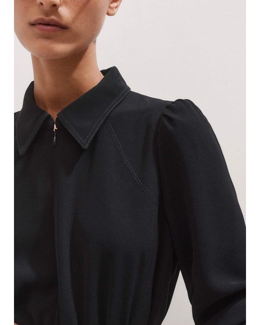 ME+EM Black Modern Twill Pleated Maxi Dress