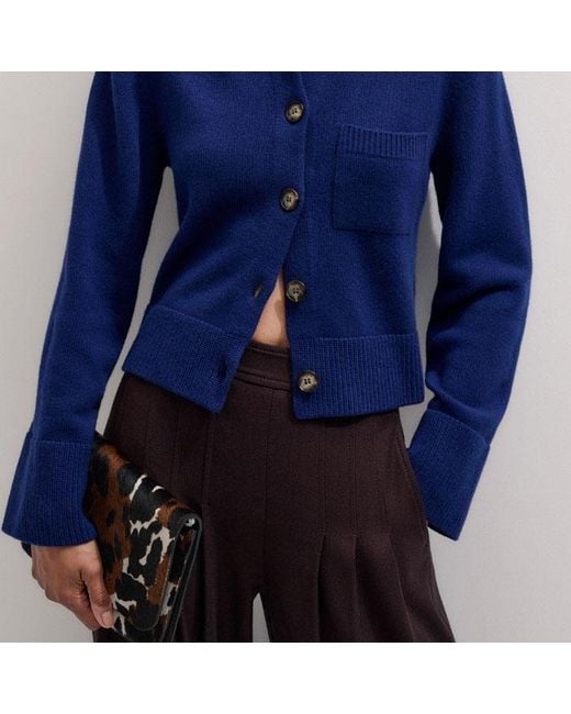 ME+EM Blue Button-Through Straight Cardigan