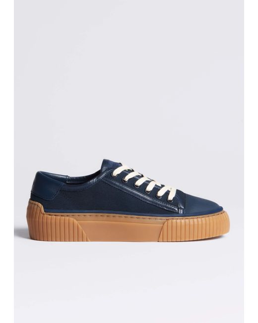 ME+EM Blue Canvas Low Top Sneaker