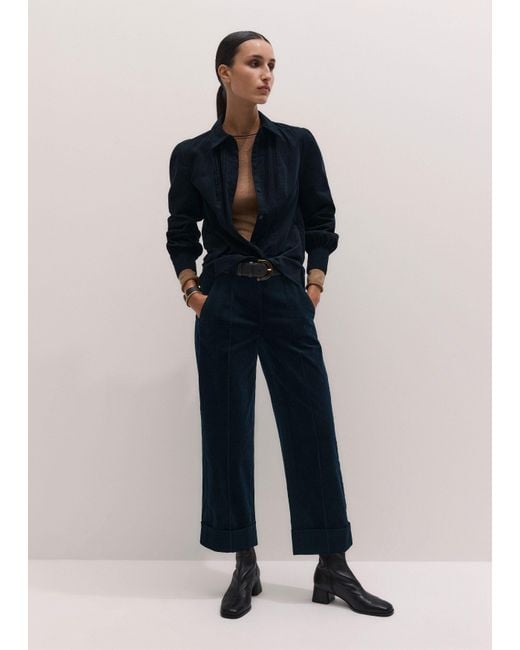ME+EM Blue Straight Crop Trouser