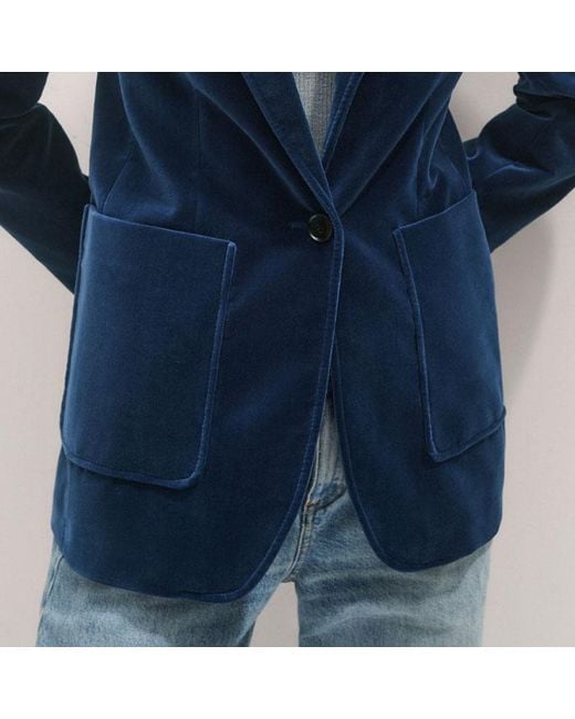 ME+EM Blue Velvet Sharp Shoulder Jacket