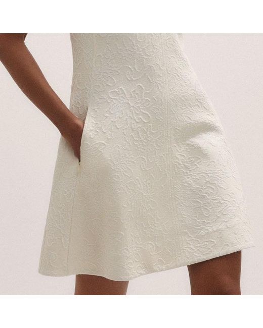 ME+EM Natural Floral Jacquard Fit And Flare Short Dress
