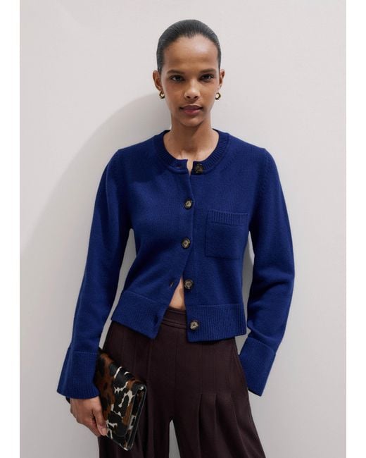 ME+EM Blue Button-Through Straight Cardigan