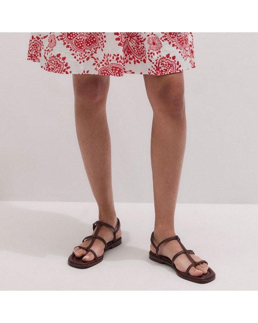 ME+EM Red Fit & Flare Twist Detail Cheesecloth Short Dress Soft