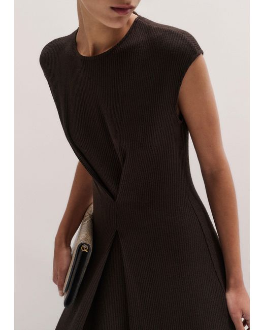 ME+EM Black Draped Waist Fit And Flare Maxi Dress