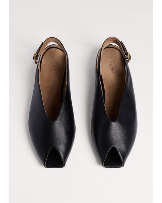ME+EM Blue Peep Toe Flat Sandal