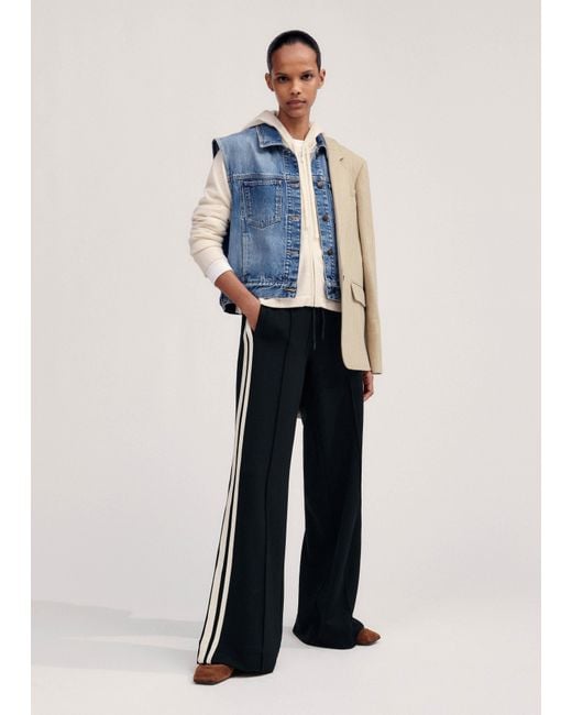 ME+EM Blue Travel Tailoring Side Stripe Trouser